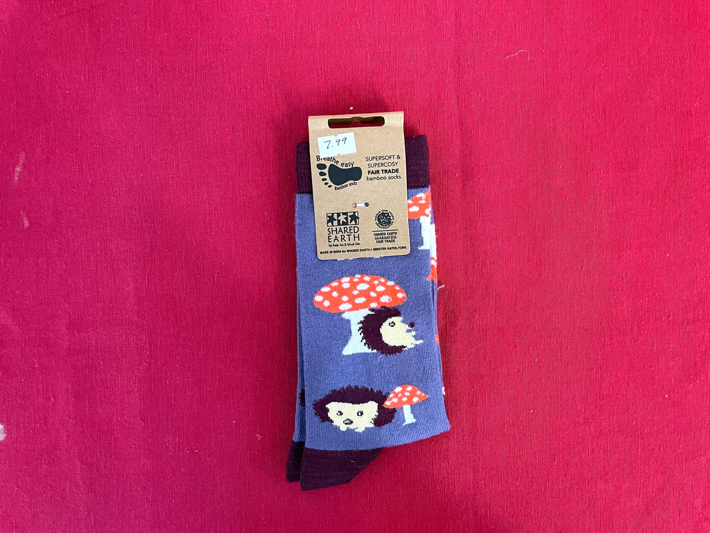 Bamboo Socks Hedgehogs Toadstools